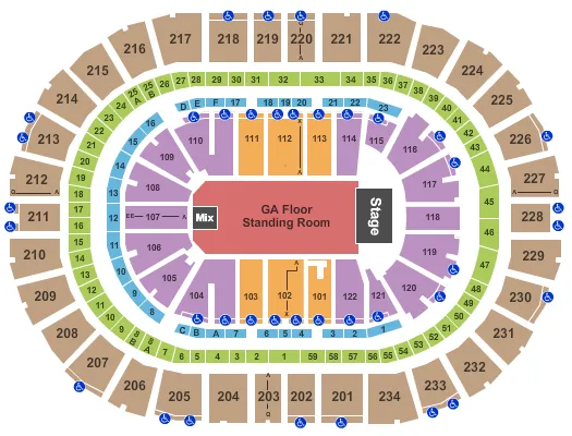 seating chart for PPG Paints Arena - Endstage GA Floor - eventticketscenter.com