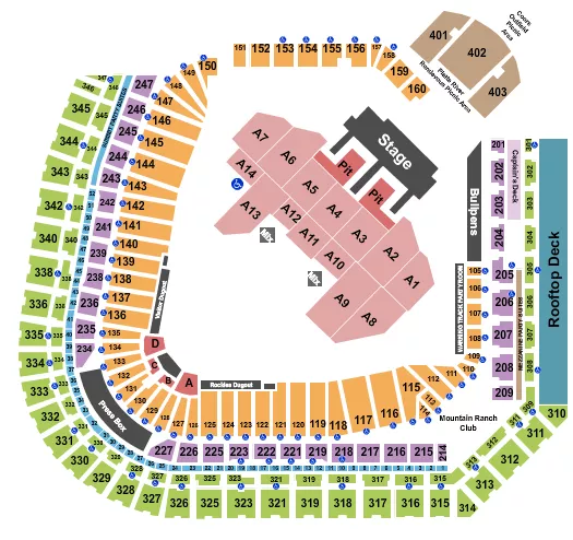 seating chart for Coors Field - Kane Brown - eventticketscenter.com