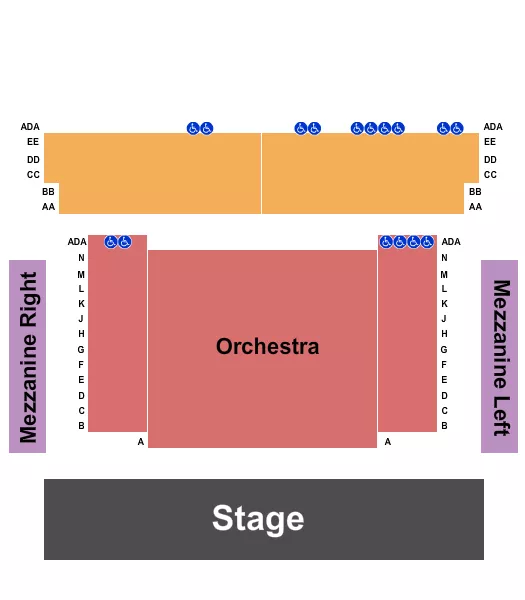 seating chart for Coralville Center for the Performing Arts - Endstage 2 - eventticketscenter.com
