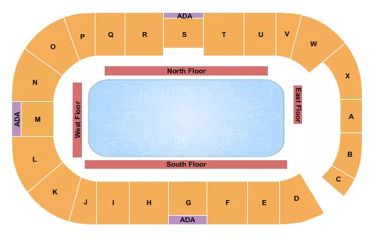 Stars On Ice 2 Seating Chart at Corner Brook Civic Centre. The chart shows the main floor/stage with seating options surrounding it, which are color coded