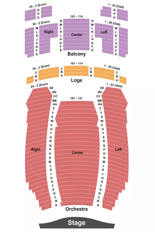 seating chart for Hackensack Meridian Health Theatre at the Count Basie Center for the Arts - End Stage - eventticketscenter.com