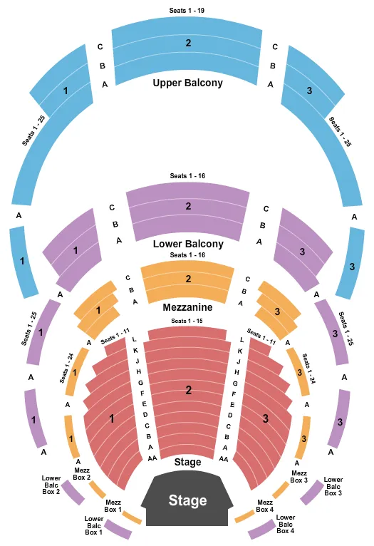 seating chart for Country Music Hall of Fame and Museum - End Stage - eventticketscenter.com