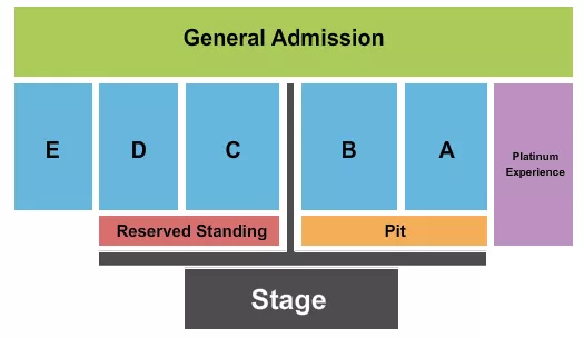 Country Thunder 2 Seating Chart at Country Thunder USA. The chart shows the main floor/stage with seating options surrounding it, which are color coded