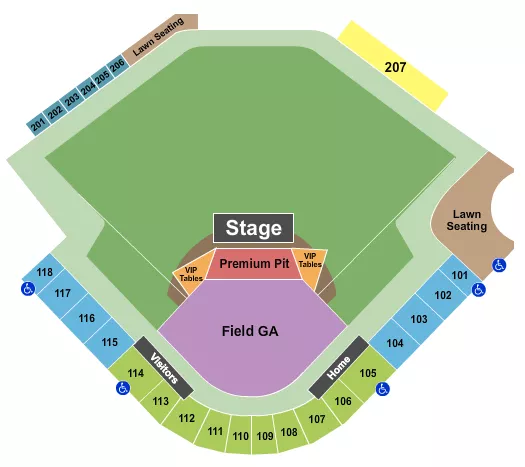 seating chart for Four Winds Field at Coveleski Stadium - Concert - eventticketscenter.com