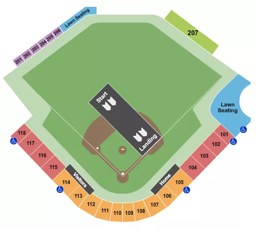 seating chart for Four Winds Field at Coveleski Stadium - Nitro Circus - eventticketscenter.com