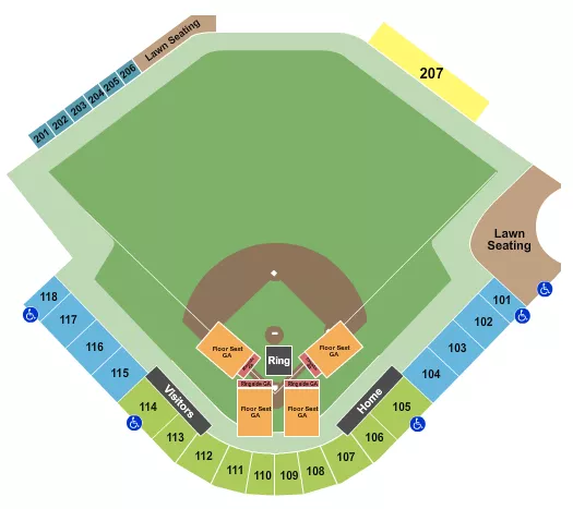 seating chart for Four Winds Field at Coveleski Stadium - Swing For Fences - eventticketscenter.com