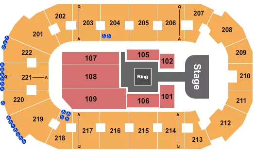 seating chart for Covelli Centre - Youngstown - AEW - eventticketscenter.com
