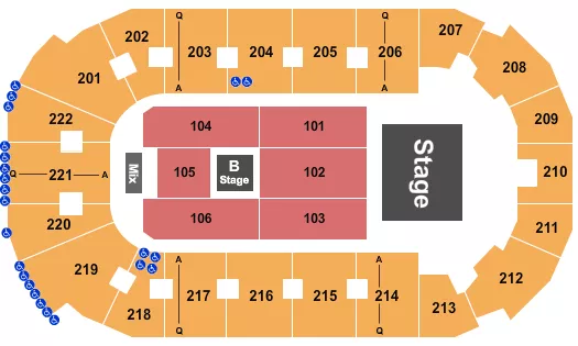 seating chart for Covelli Centre - Youngstown - Endstage w/ B Stage - eventticketscenter.com