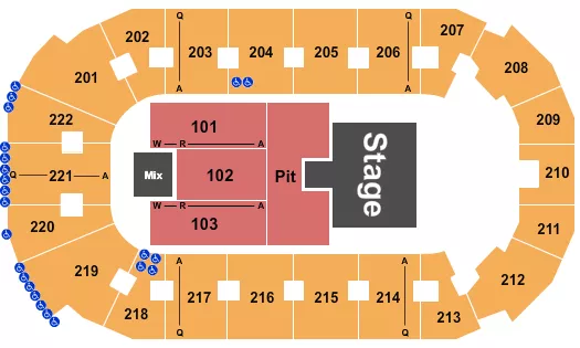 seating chart for Covelli Centre - Youngstown - Endstage PIT w/ Catw - eventticketscenter.com
