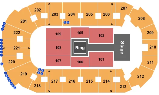 seating chart for Covelli Centre - Youngstown - WWE2 - eventticketscenter.com