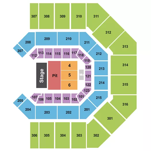 seating chart for Credit One Stadium - Endstage GA Pit & 4-6 - eventticketscenter.com