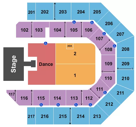 seating chart for Credit Union 1 Arena - Cage The Elephant - eventticketscenter.com