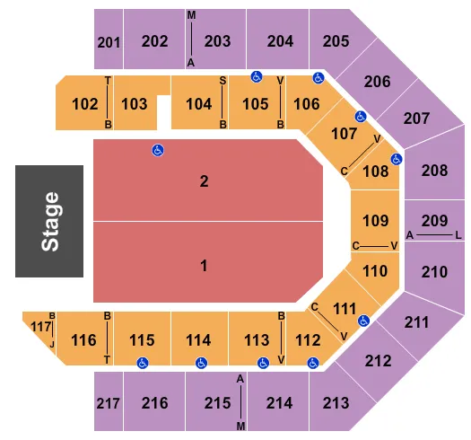 seating chart for Credit Union 1 Arena - End Stage 3 - eventticketscenter.com