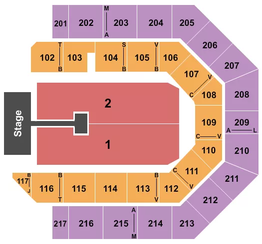 seating chart for Credit Union 1 Arena - Kirk Franklin - eventticketscenter.com