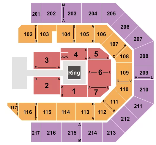 seating chart for Credit Union 1 Arena - Wrestling - eventticketscenter.com