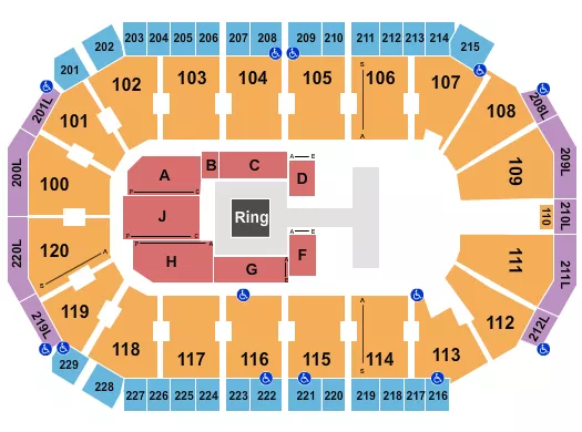seating chart for Credit Union of Texas Event Center - Wrestling AEW - eventticketscenter.com