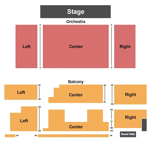 seating chart for Crighton Theatre - Endstage-2 - eventticketscenter.com