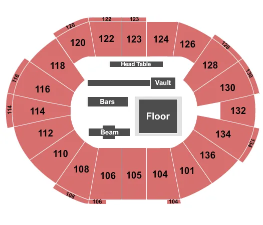 seating chart for Crisler Arena - Gynmastics - eventticketscenter.com