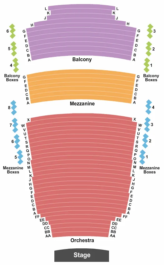 seating chart for Crouse Hinds Theater - Mulroy Civic Center At Oncenter - Endstage 2 - eventticketscenter.com