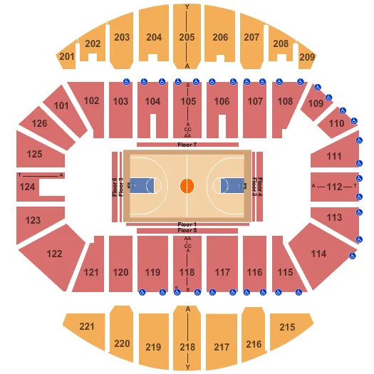 seating chart for Crown Coliseum - The Crown Center - Harlem Globetrotters - eventticketscenter.com