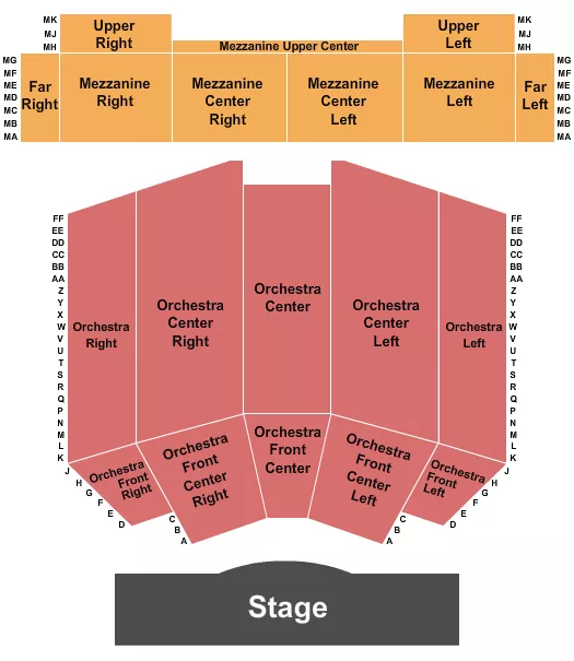 seating chart for Crystal Grand Music Theatre - End Stage - eventticketscenter.com