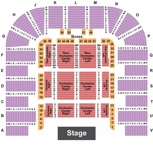 seating chart for DAR Constitution Hall - End Stage 2 - eventticketscenter.com