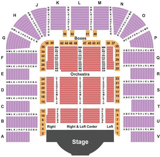 seating chart for DAR Constitution Hall - End Stage - eventticketscenter.com