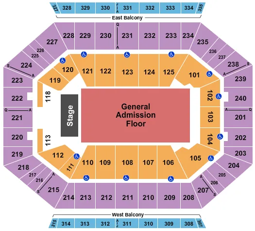 seating chart for DCU Center - Endstage GA Floor 2 - eventticketscenter.com