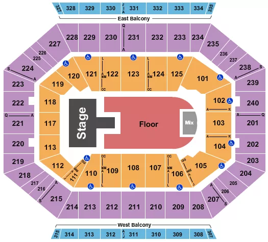 seating chart for DCU Center - GA Floor with Catwalk - eventticketscenter.com