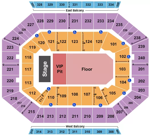 seating chart for DCU Center - Endstage VIP Pit/GA Floor - eventticketscenter.com