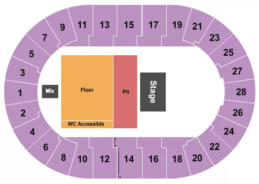 seating chart for DECC Arena - Endstage Floor/Pit - eventticketscenter.com