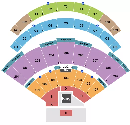 seating chart for Daily's Place Amphitheater - Wrestling  2 - eventticketscenter.com