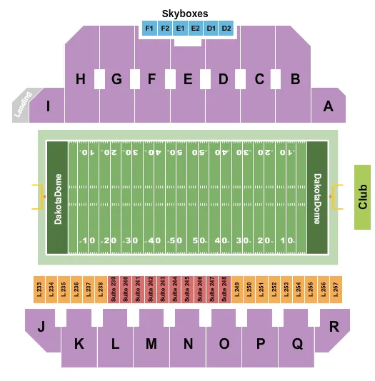 seating chart for DakotaDome - Football - eventticketscenter.com