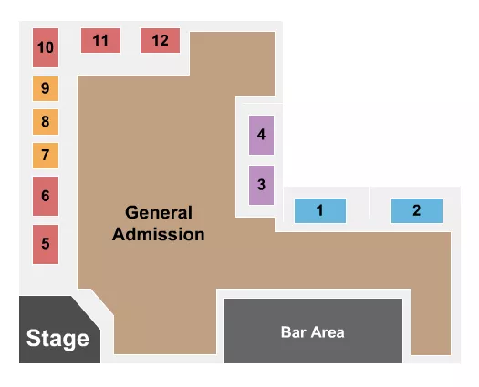seating chart for Dan Electro's Guitar Bar - Endstage Tables 2 - eventticketscenter.com