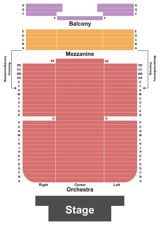 seating chart for Dana Auditorium - End Stage - eventticketscenter.com