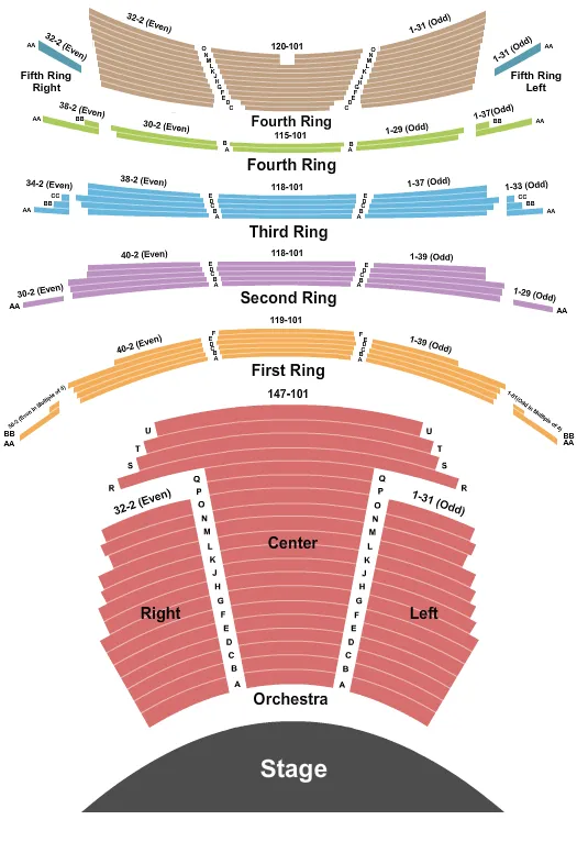 seating chart for David H. Koch Theater - End Stage - eventticketscenter.com