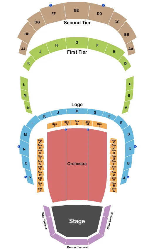 seating chart for Davies Symphony Hall - End Stage - eventticketscenter.com