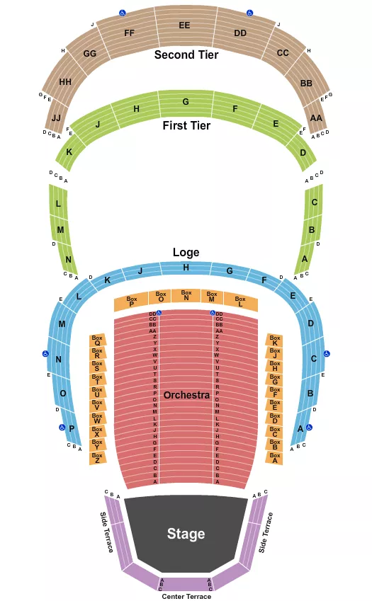 seating chart for Davies Symphony Hall - End Stage - eventticketscenter.com