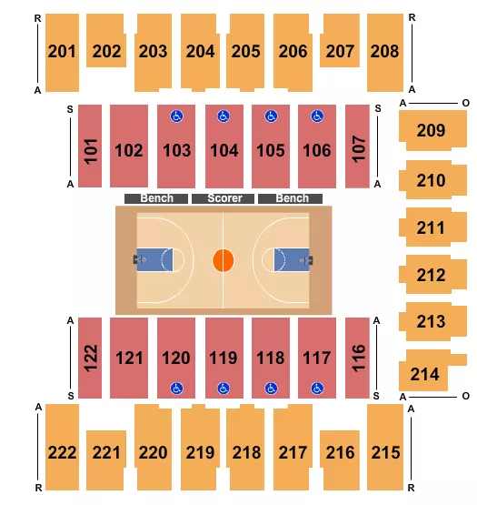 seating chart for Daytona Beach Ocean Center - Basketball 2 - eventticketscenter.com