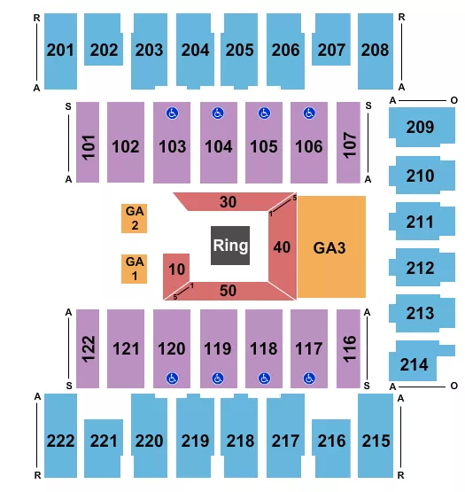 seating chart for Daytona Beach Ocean Center - Blood 4 Blood - eventticketscenter.com