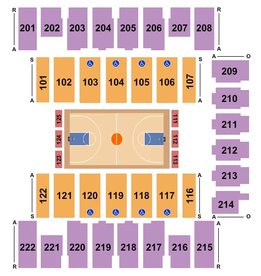 seating chart for Daytona Beach Ocean Center - Basketball - eventticketscenter.com