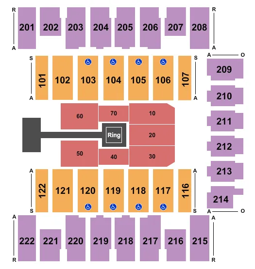 seating chart for Daytona Beach Ocean Center - WWE 2 - eventticketscenter.com