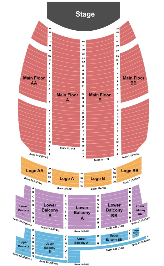 seating chart for DeYor Performing Arts Center - End Stage - eventticketscenter.com