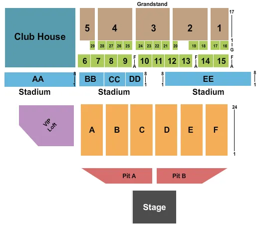 seating chart for Delaware State Fairgrounds - End Stage Pits - eventticketscenter.com