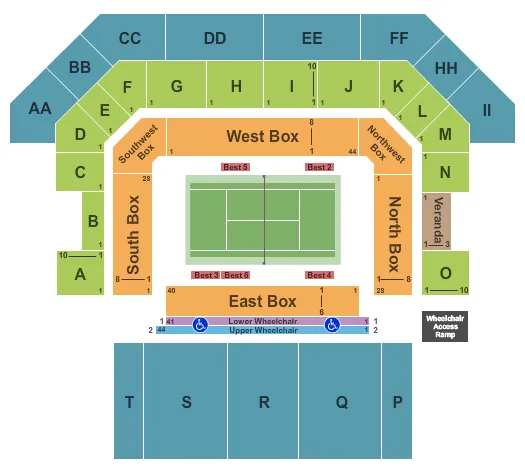 seating chart for Delray Beach Tennis Center - Tennis - eventticketscenter.com