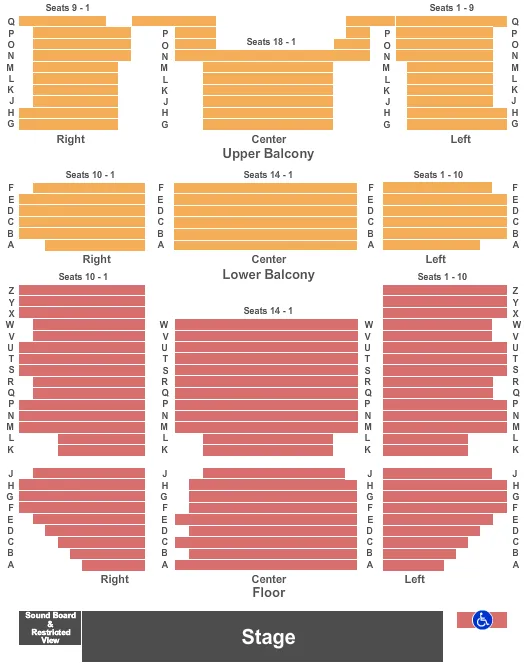 seating chart for Dennison Theatre - End Stage - eventticketscenter.com