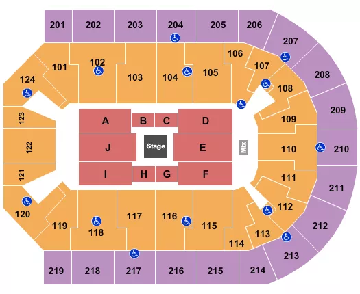 seating chart for Denny Sanford Premier Center - Center Stage - eventticketscenter.com