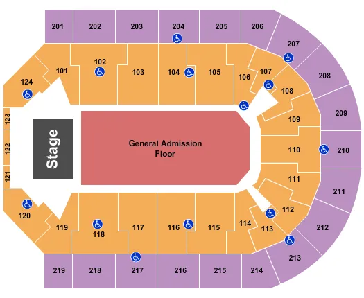 seating chart for Denny Sanford Premier Center - End Stage GA 2 - eventticketscenter.com