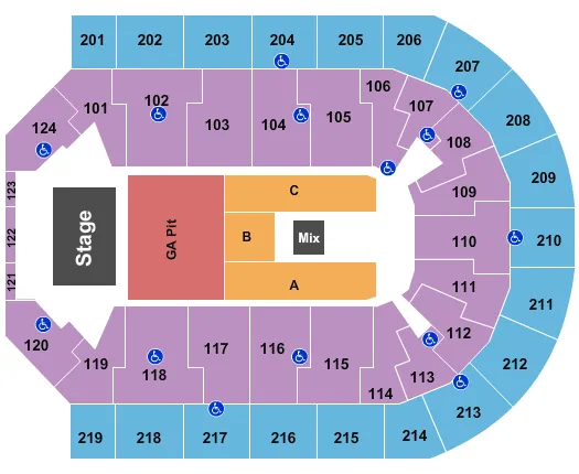 seating chart for Denny Sanford Premier Center - Endstage Pit 2 - eventticketscenter.com