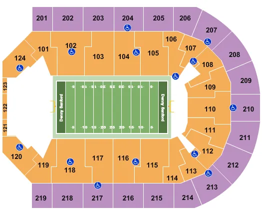 seating chart for Denny Sanford Premier Center - Football - eventticketscenter.com